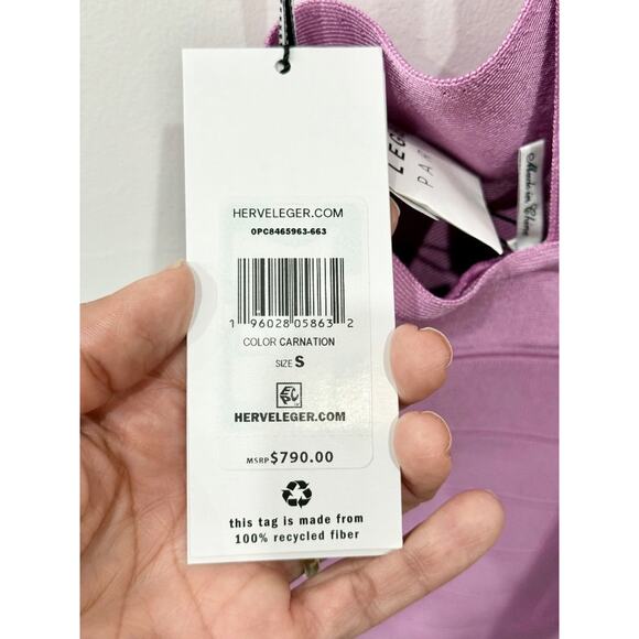 NWT Hervé Léger Crossover Halter Mini Bandage Dress Carnation Women's Size S - Picture 4 of 6